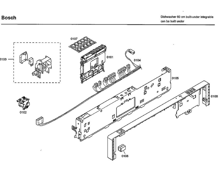 Control Panel Diagram and Parts List for SHX33A05UC 38 Bosch Dishwasher