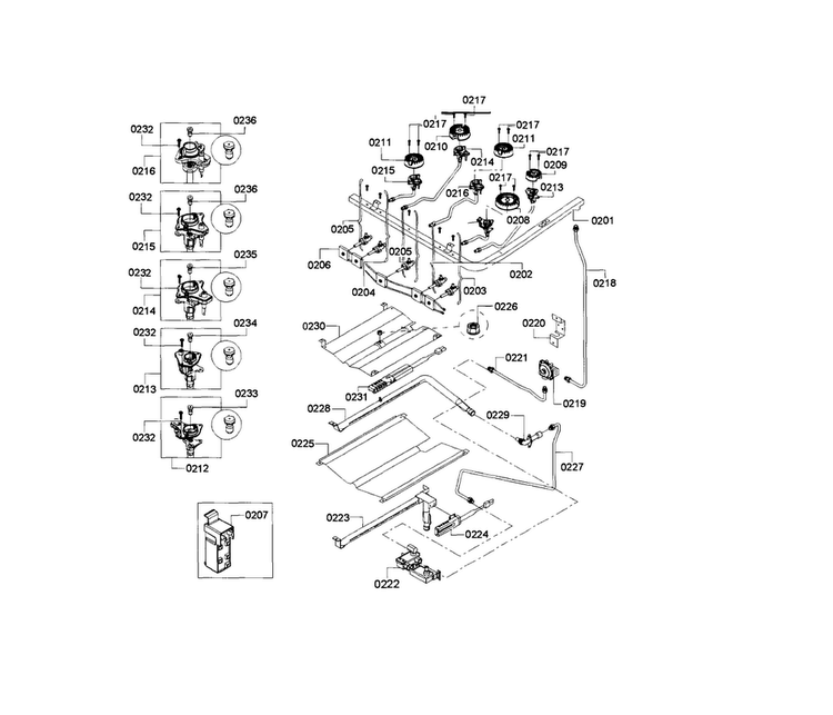 Valve Assy Diagram and Parts List for HGS3053UC 08 Bosch Range
