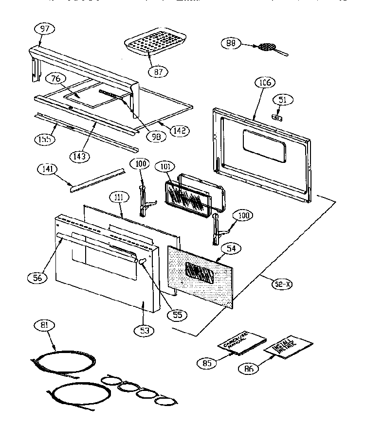 Door Diagram and Parts List for GCR36-4GD  Thermador Range