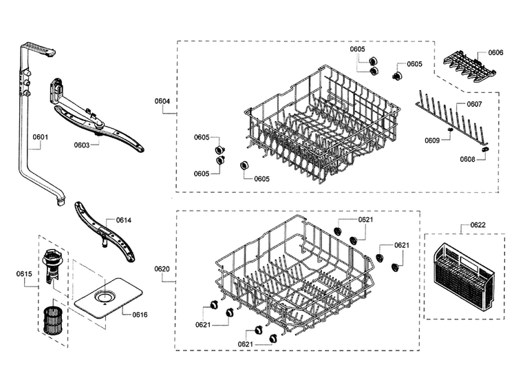 Rack Assy Diagram and Parts List for SHE3AR56UC 11 Bosch Dishwasher