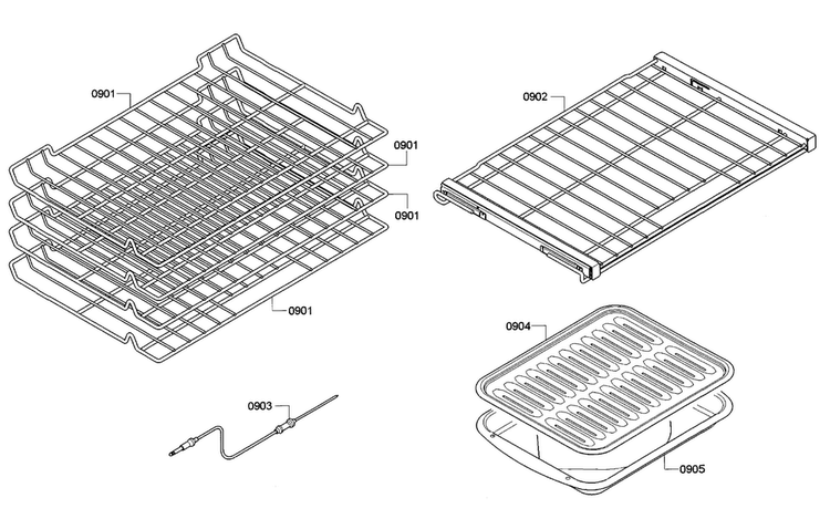 Rack Diagram and Parts List for HBLP651RUC 01 Bosch Wall Oven