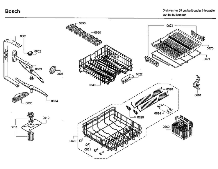 Rack Asy Diagram and Parts List for SHX7ER55UC 93 Bosch Dishwasher