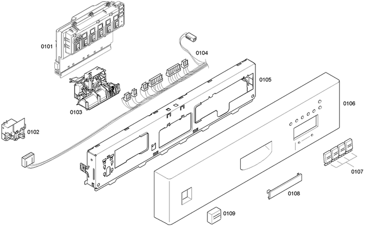 Control Panel Diagram and Parts List for SHE43C06UC 40 Bosch Dishwasher