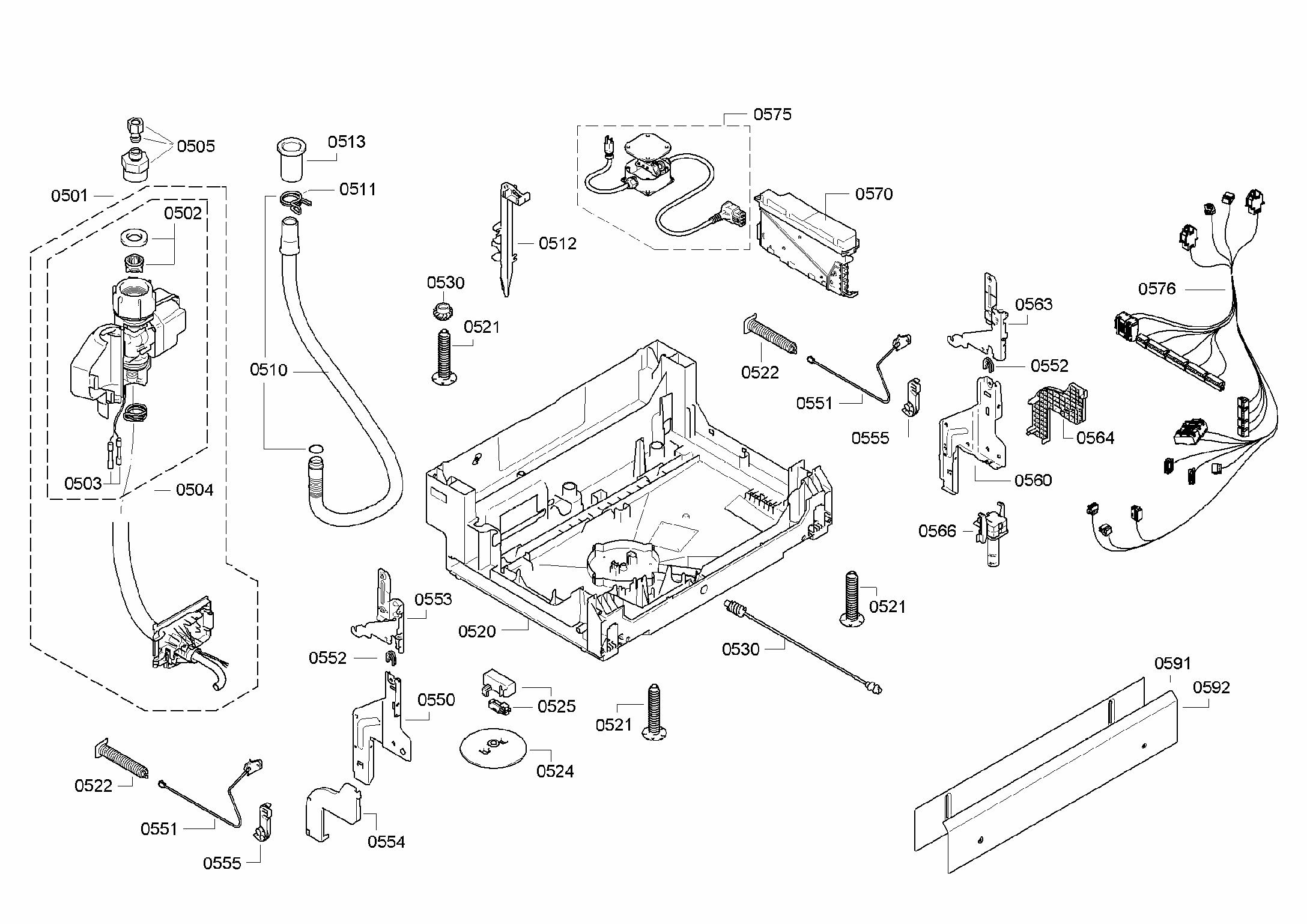 Base Assy Diagram and Parts List for S47KMK15UC 22 Bosch Dishwasher