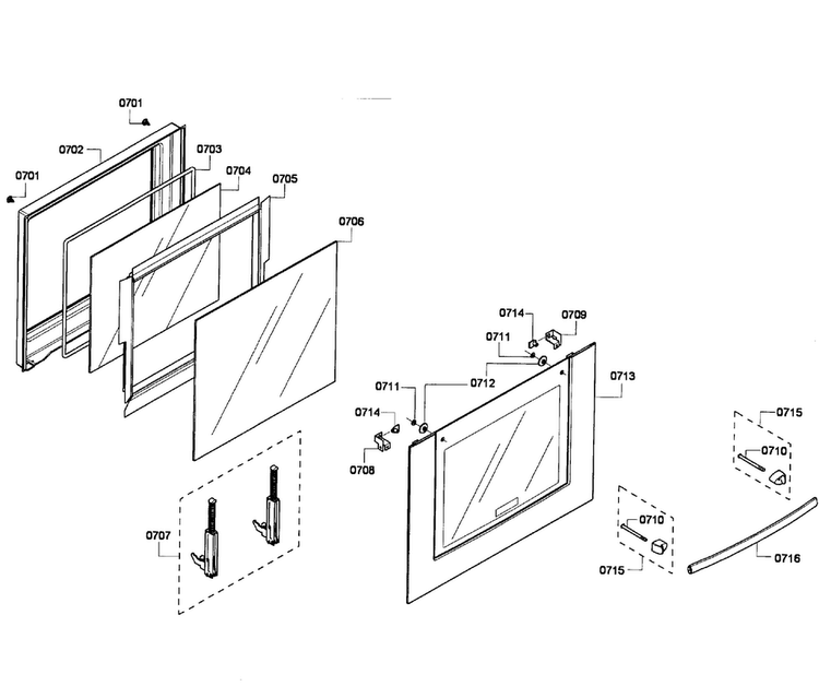 Door Lower Diagram and Parts List for HBL3550UC 06 Bosch Wall Oven