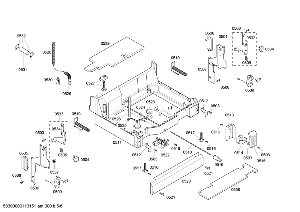 Diagram 5 Diagram and Parts List for SHX46A06UC-26  Bosch Dishwasher