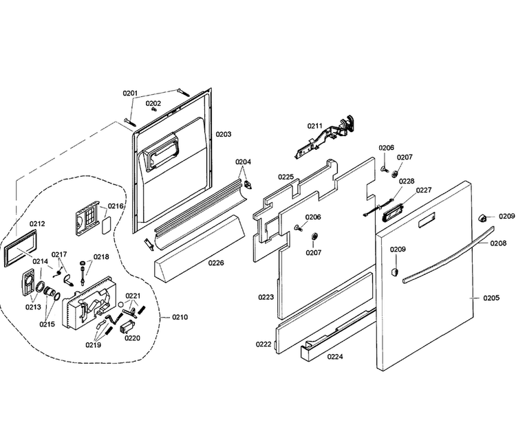Door Assy Diagram and Parts List for SHX98M09UC 46 Bosch Dishwasher