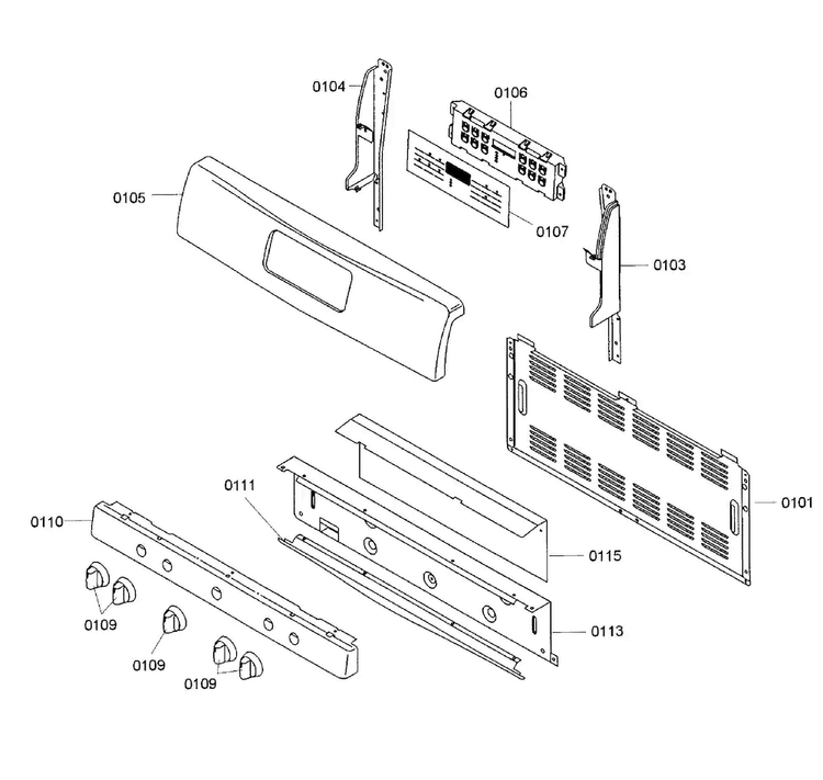 Control Panel Diagram and Parts List for HGS5053UC 04 Bosch Range