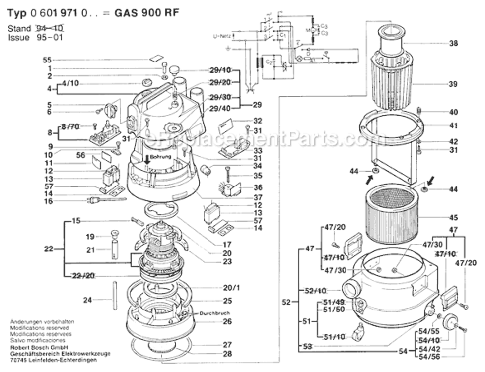 Page A Diagram and Parts List for GAS900RF 0601971034 Bosch Leaf Blower / Vacuum
