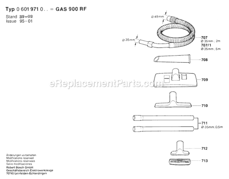 Page C Diagram and Parts List for GAS900RF 0601971034 Bosch Leaf Blower / Vacuum