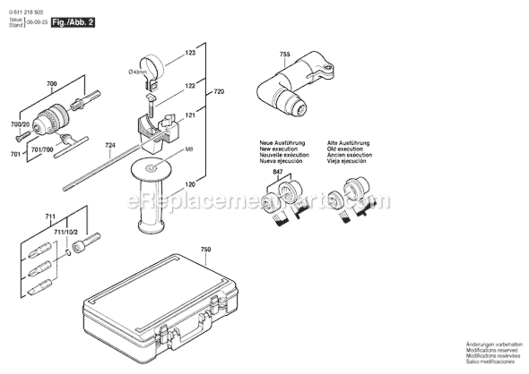 Page B Diagram and Parts List for GBH2-24DSR 0611218534 Bosch Demolition Hammer