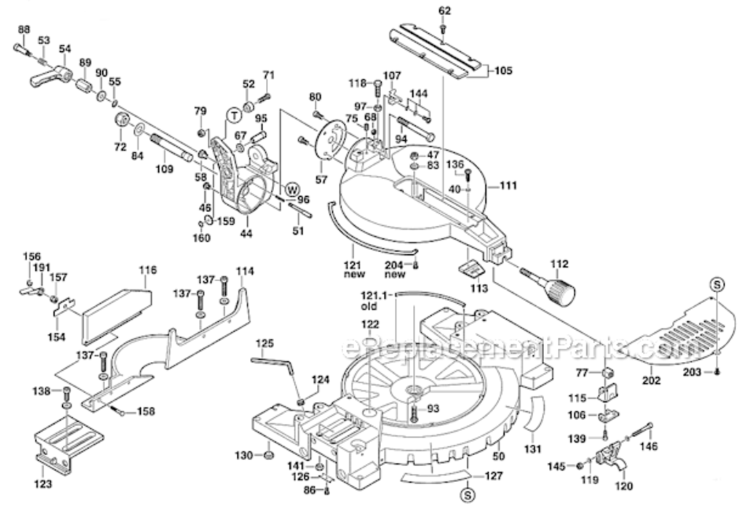 Page B Diagram and Parts List for GCM12  Bosch Miter Saw