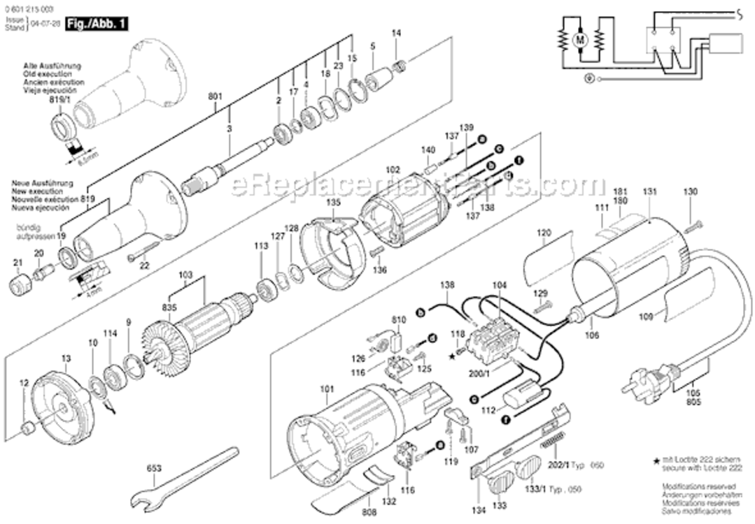 Page A Diagram and Parts List for GGS27L 0601215003 Bosch Angle Grinder