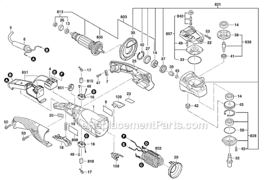 Page A Diagram and Parts List for GP712VS  Bosch Sander Polisher