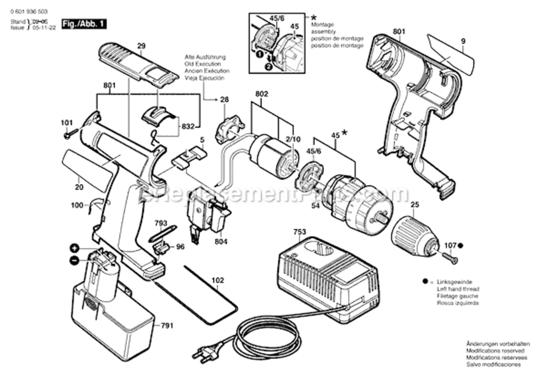 Page A Diagram and Parts List for GSR12VES-2 06019365A4 Bosch Cordless Drill