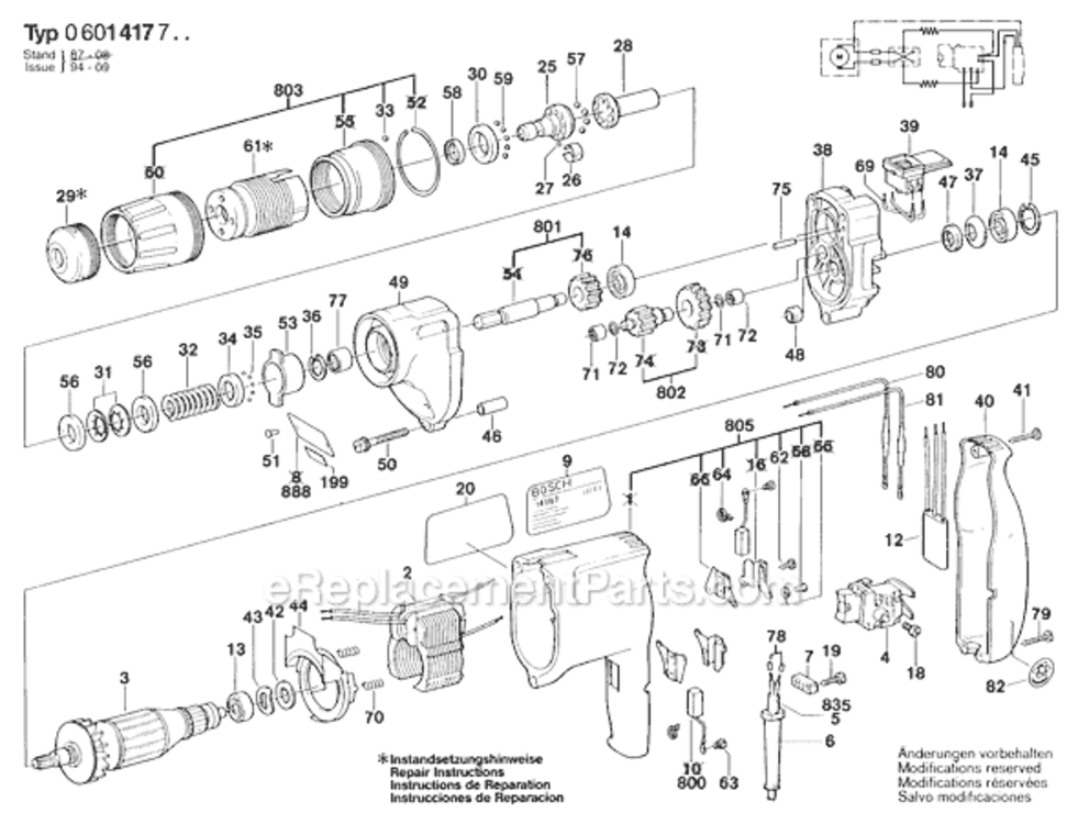 Page A Diagram and Parts List for GSR6-6KE 0601417734 Bosch Cordless Drill