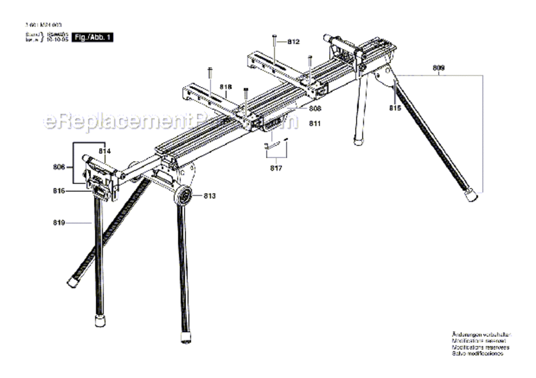 Page A Diagram and Parts List for GTA3800  Bosch Miter Saw