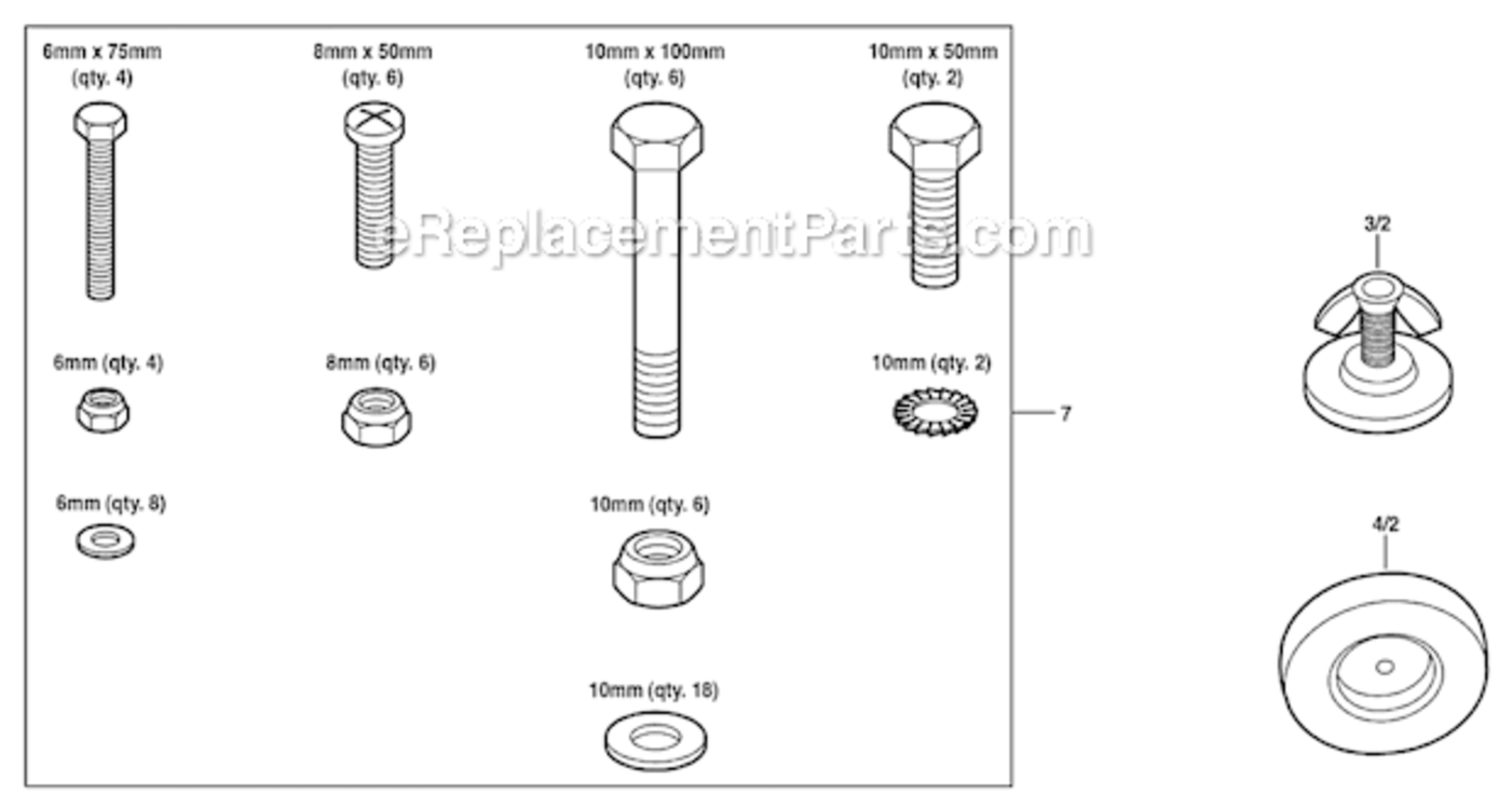 Page A Diagram and Parts List for GTA500  Bosch Table Saw Accessories
