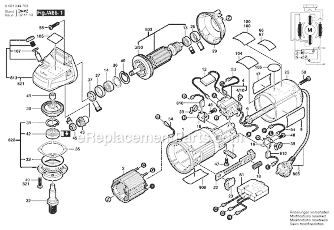 Page A Diagram and Parts List for GWS9-125CE 0601344739 Bosch Angle Grinder