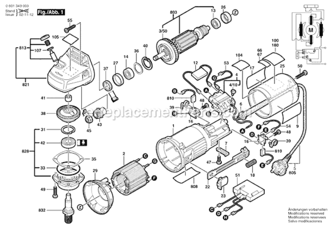 Page A Diagram and Parts List for GWS9-125CS 0601343039 Bosch Angle Grinder