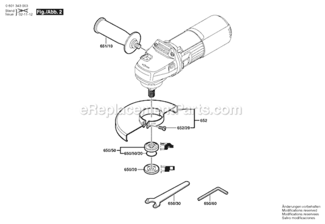 Page B Diagram and Parts List for GWS9-125CS 0601343039 Bosch Angle Grinder