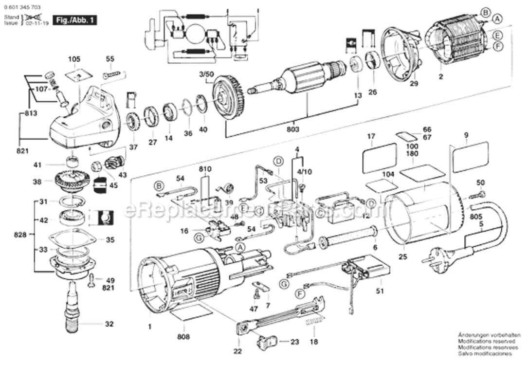 Page A Diagram and Parts List for GWS9-150C 0601345739 Bosch Angle Grinder