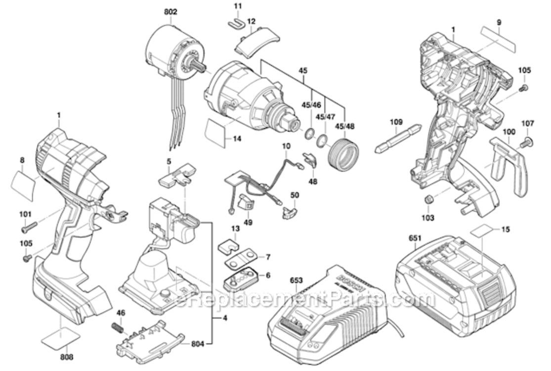 Page A Diagram and Parts List for IDH182-02L  Bosch Impact Driver