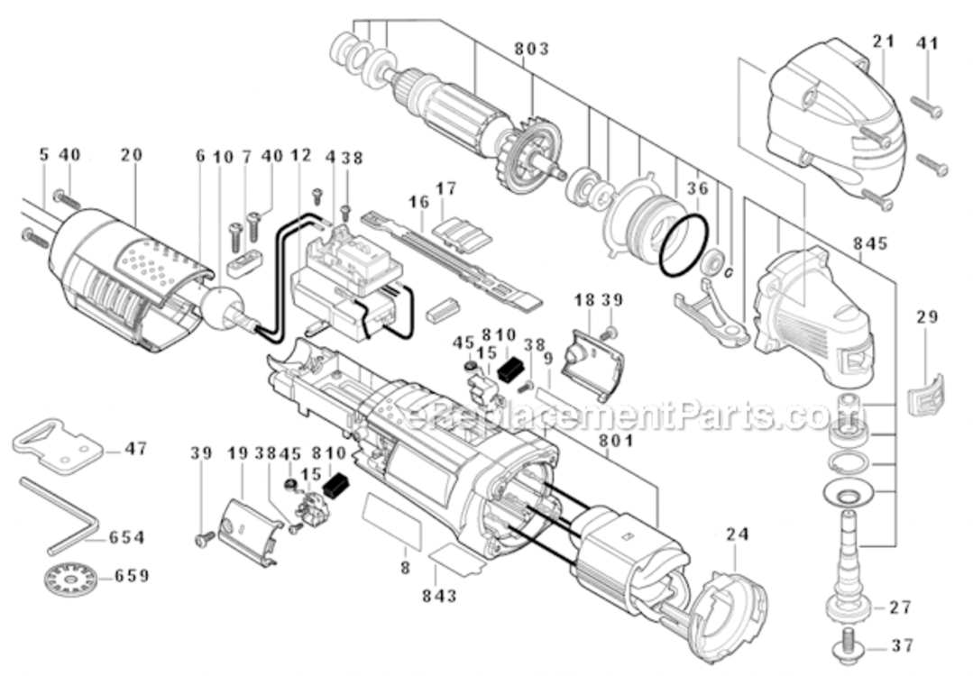 Page A Diagram and Parts List for MX25EC-21  Bosch Multi-Tool
