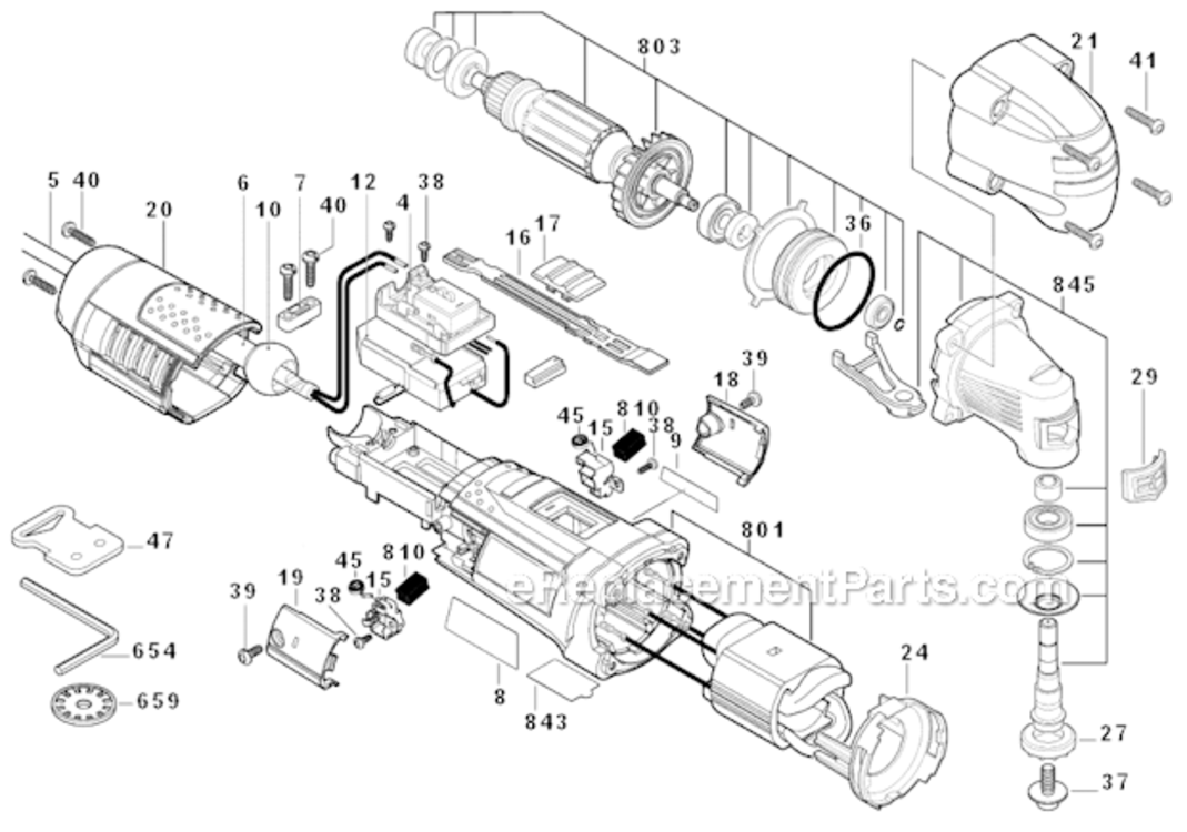 Page A Diagram and Parts List for MX25EL-37  Bosch Multi-Tool