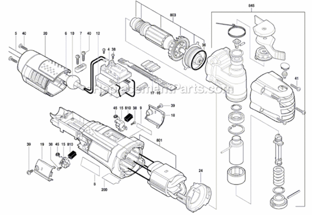 Page A Diagram and Parts List for MX30E 3601B30510 Bosch Multi-Tool