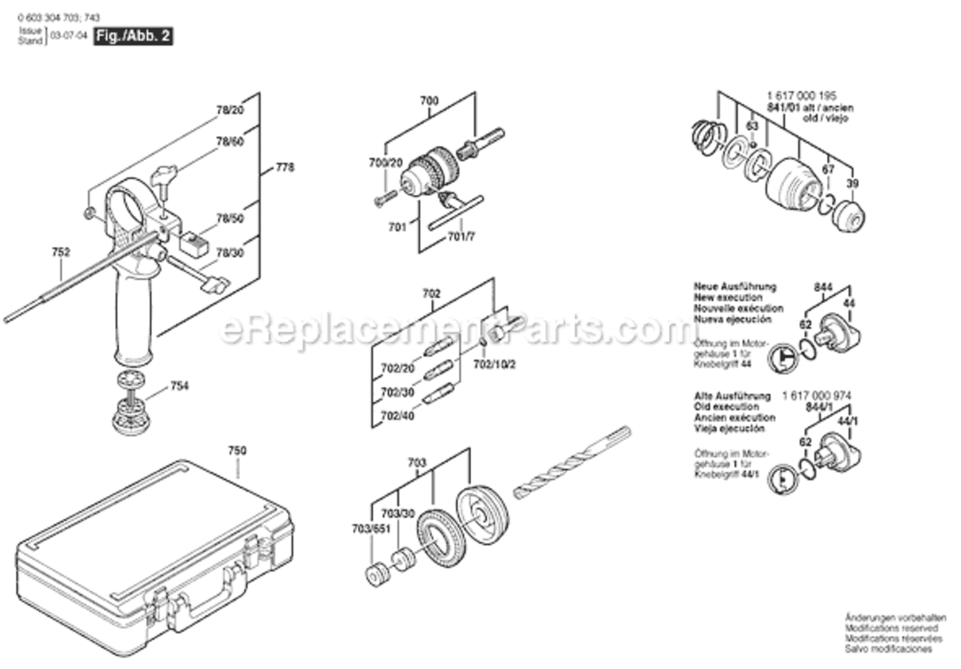 Page B Diagram and Parts List for PBH160R 0603304734 Bosch Demolition Hammer
