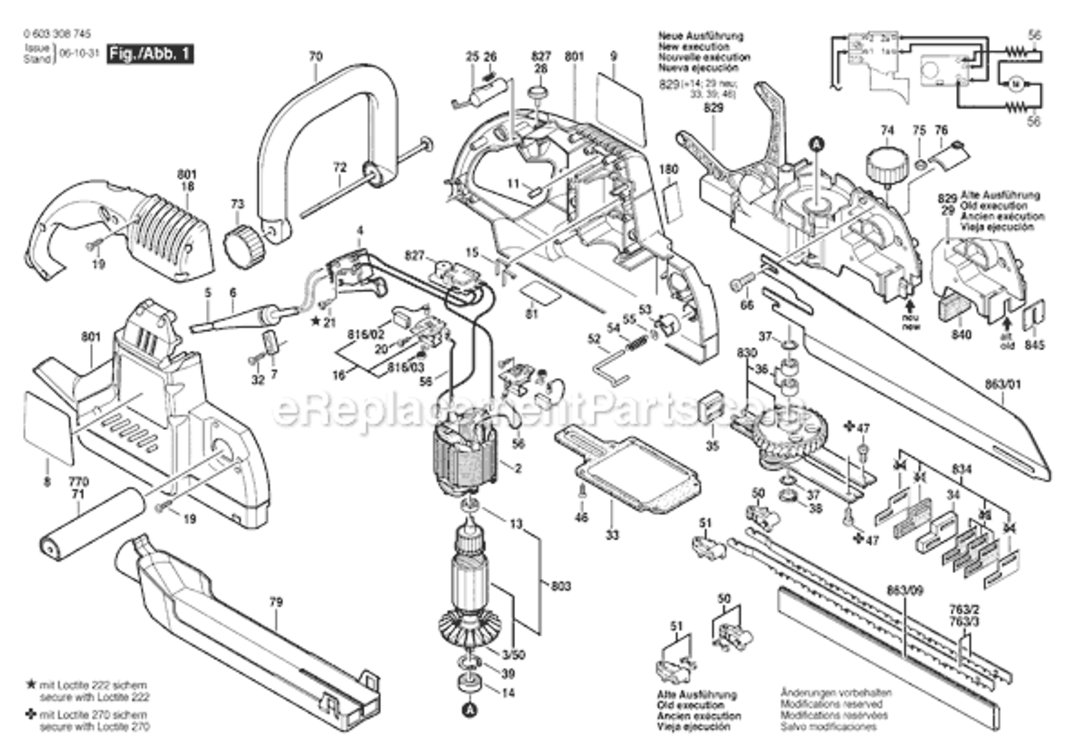Page A Diagram and Parts List for PFZ1300AE 0603308745 Bosch Chainsaw