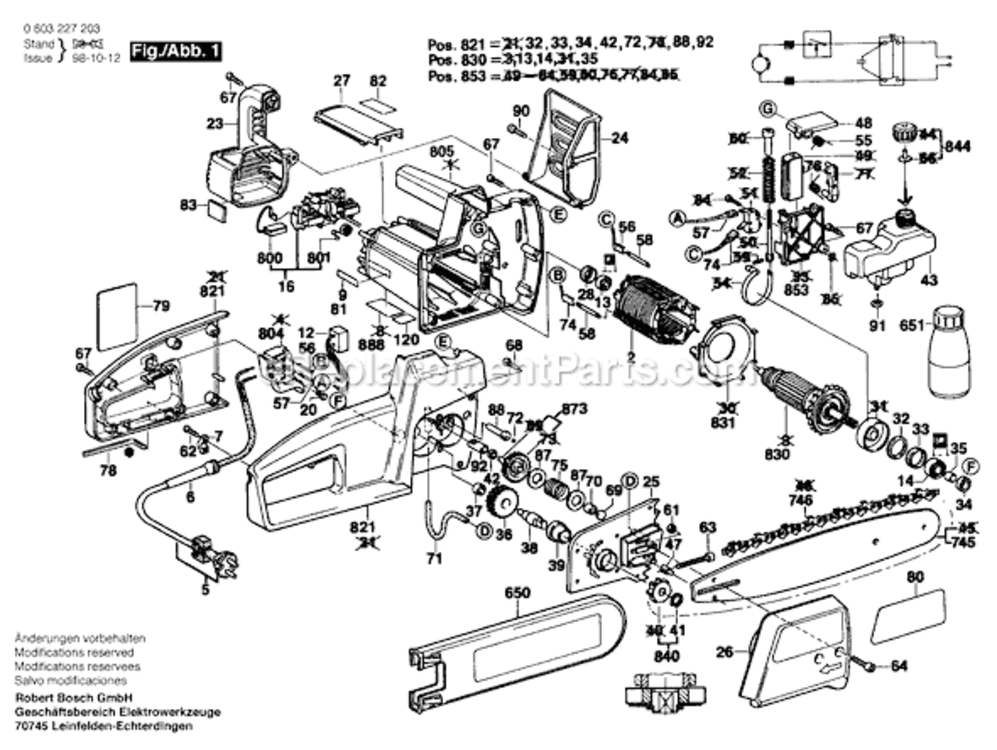 Page A Diagram and Parts List for PKE40B 0603227239 Bosch Chainsaw