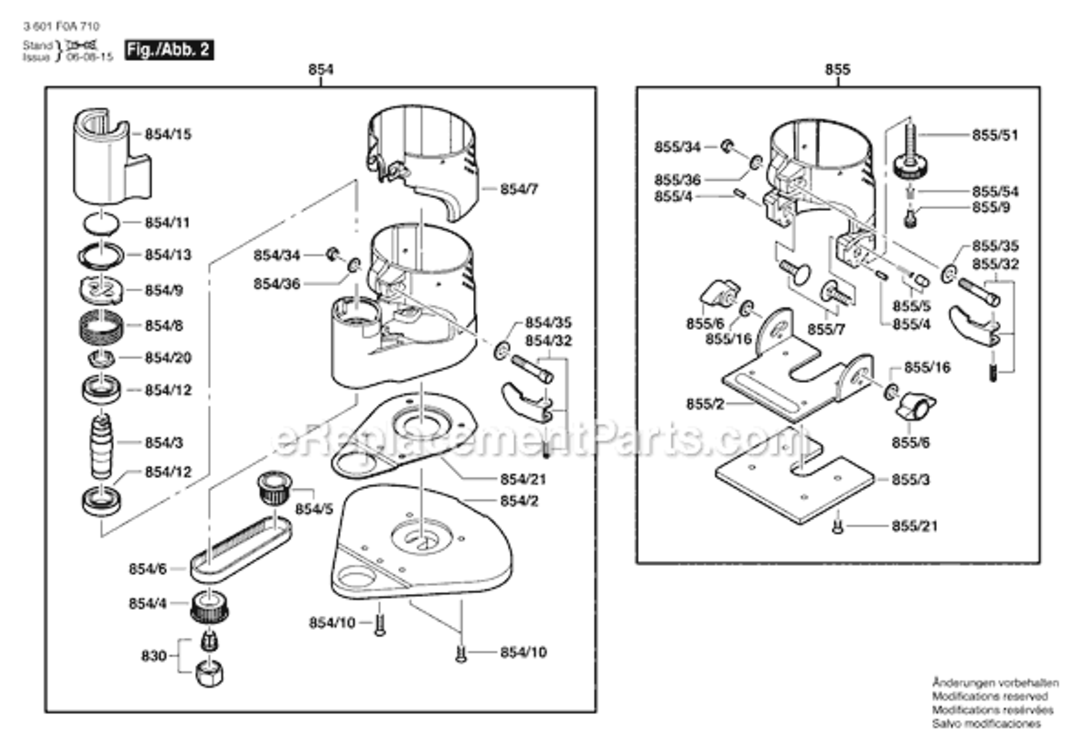 Page B Diagram and Parts List for PR20EVS 3601F0A710 Bosch Router