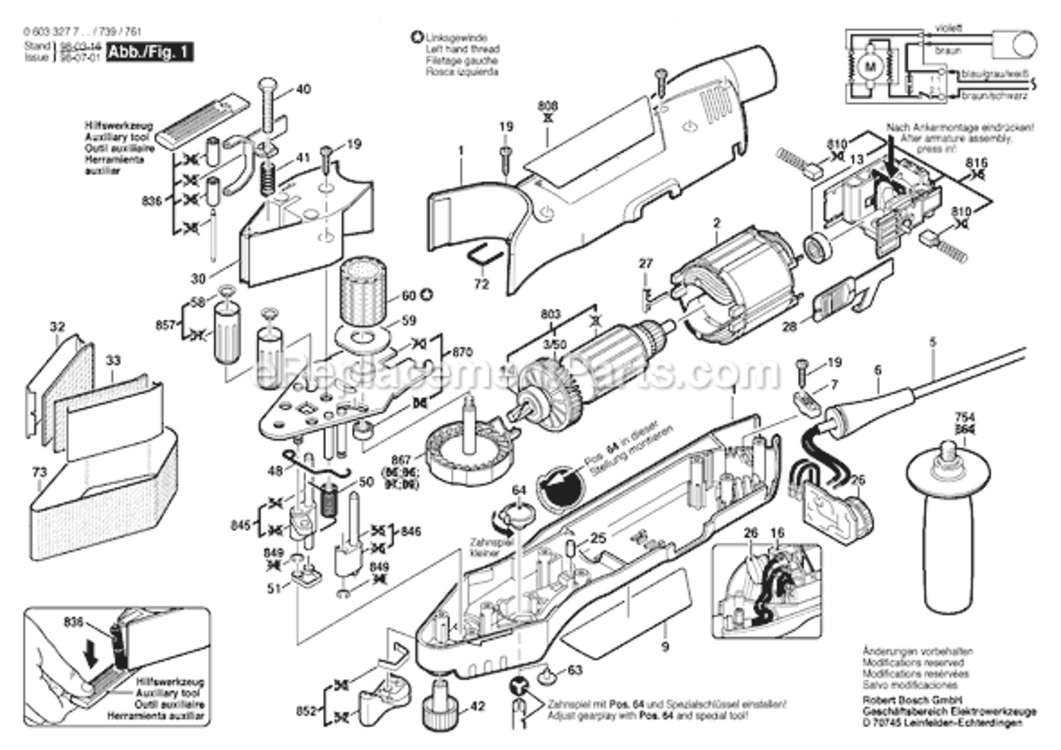 Page A Diagram and Parts List for PVS300AE 0603327739 Bosch Sander Polisher
