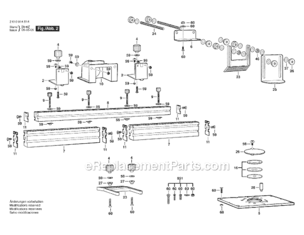 Page B Diagram and Parts List for RA1180 2610914514 Bosch Router