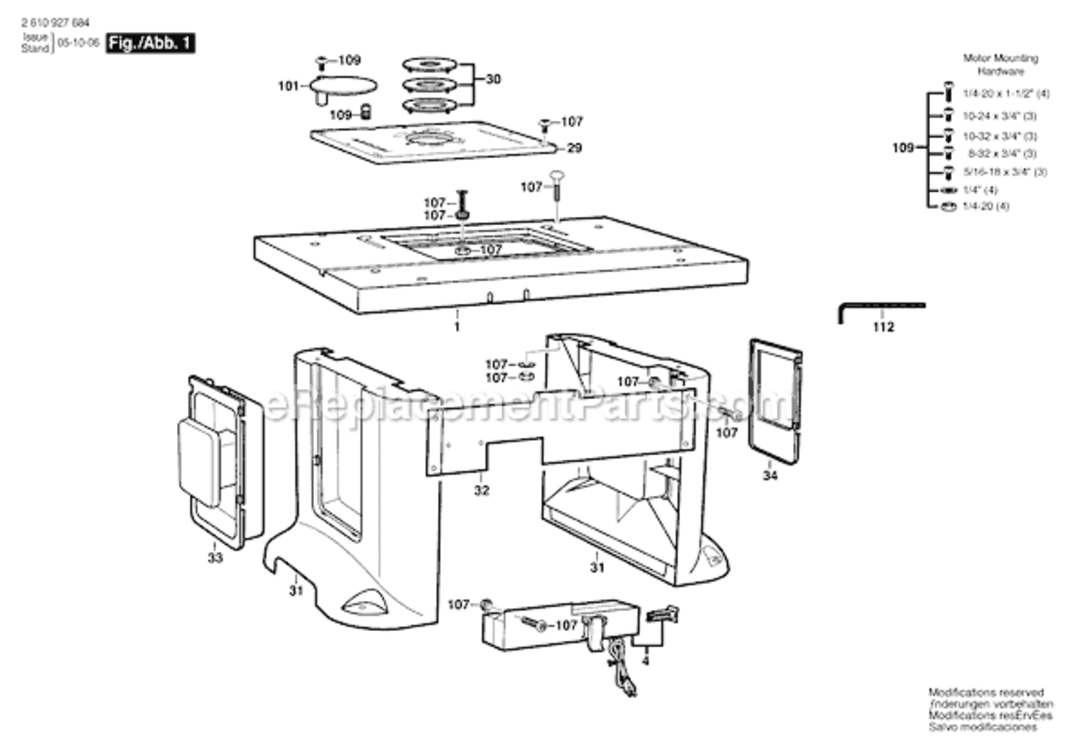 Page A Diagram and Parts List for RA1181 2610927684 Bosch Router