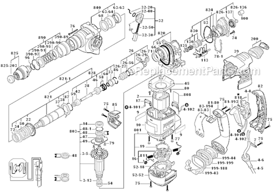 Page A Diagram and Parts List for RH328VCQ  Bosch Demolition Hammer