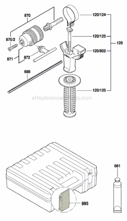Page B Diagram and Parts List for RH328VC 3611B3A011 Bosch Demolition Hammer