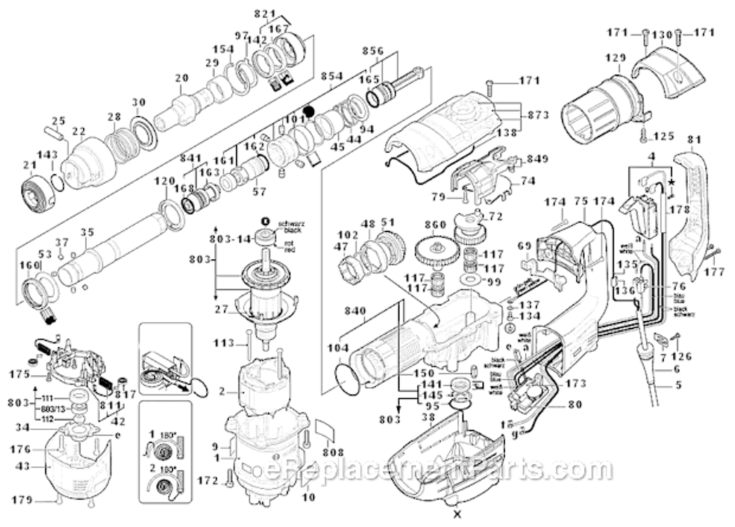 Page A Diagram and Parts List for RH540S  Bosch Demolition Hammer