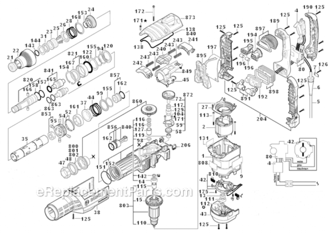 Page A Diagram and Parts List for RH850VC  Bosch Demolition Hammer