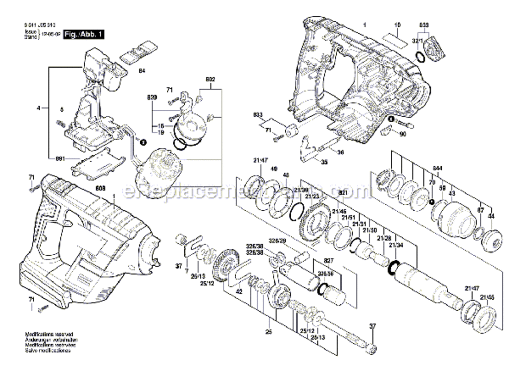 Page A Diagram and Parts List for RHS181 3611J05310 Bosch Hammer Drill