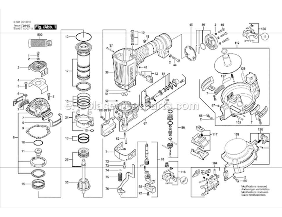 Page A Diagram and Parts List for RN175  Bosch Nailer