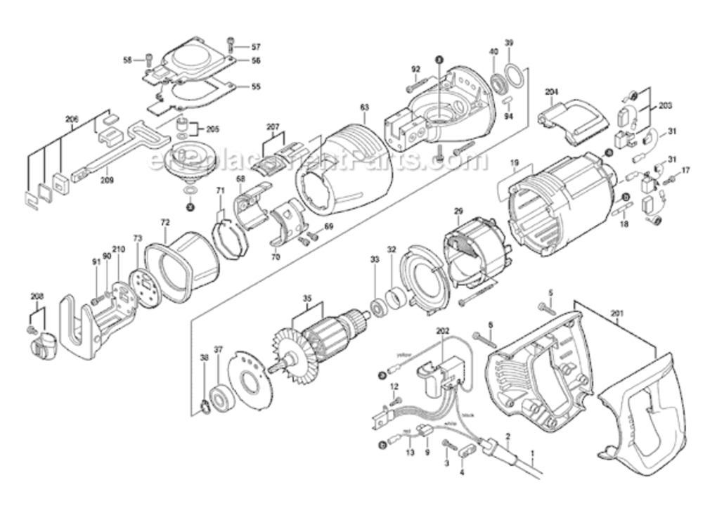 Page A Diagram and Parts List for RS5  Bosch Reciprocating Saw