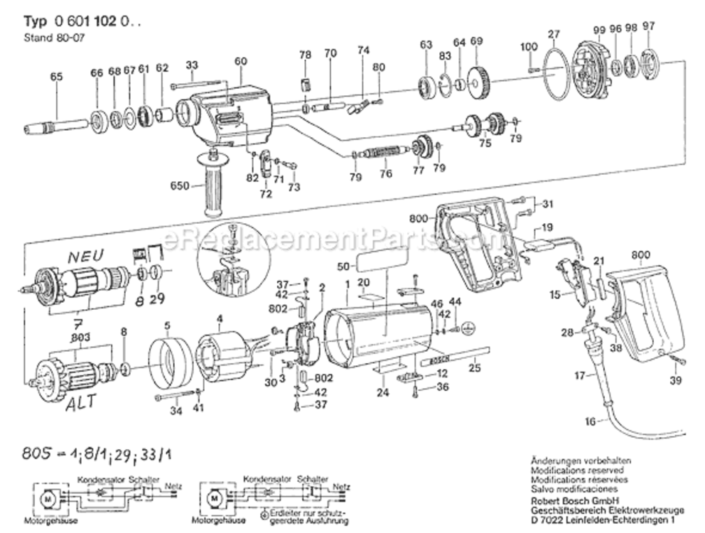 Page A Diagram and Parts List for UB2J75 0601102004 Bosch Electric Drill