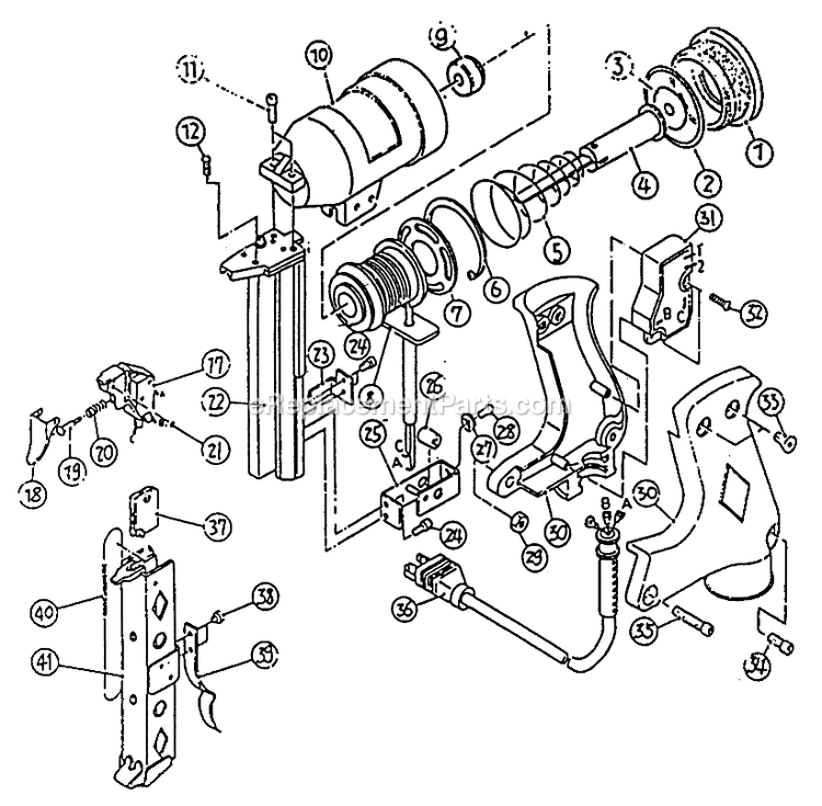 Page A Diagram and Parts List for CR1000E Type 0 Bostitch Nailer