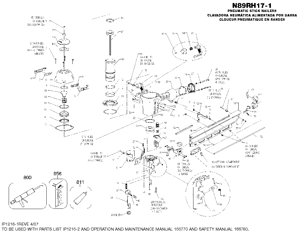 Exploded Diagram A Diagram and Parts List for N89RH17-1 Type 0 Bostitch Nailer