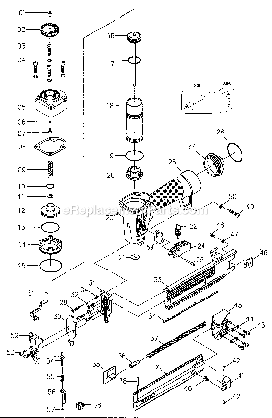 Page A Diagram and Parts List for SB-1842BN Type 0 Bostitch Nailer