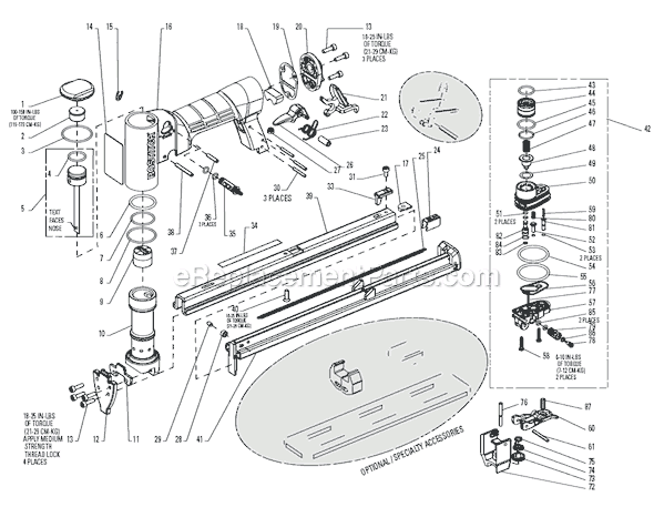 Page A Diagram and Parts List for 21680B-ALM  Bostitch Nailer
