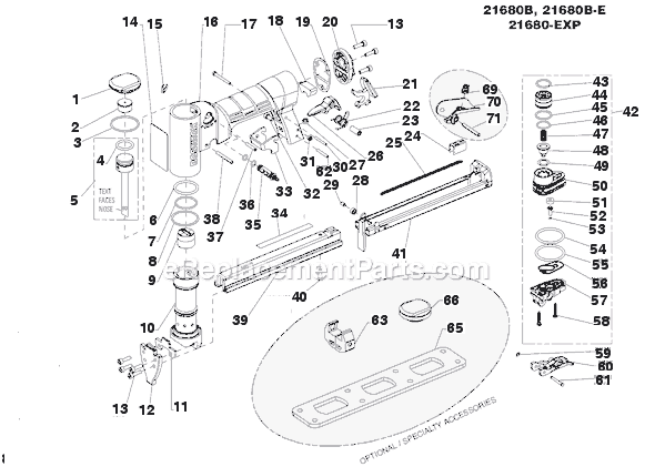 Page A Diagram and Parts List for 21680B  Bostitch Nailer